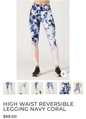 Wear it to heart: HIGH WAIST REVERSIBLE LEGGING NAVY/CORAL/GRAY, Sz L